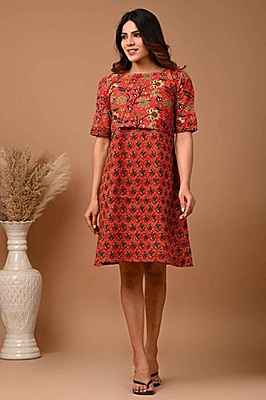 Hand Block Printed Dress Catalogue 3-Rust-2 Hand Block Printed Dress Catalogue 3-Rust-2