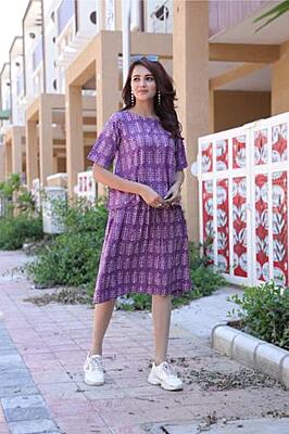 Hand Block Printed Skirt Top Set-Purple-1 Hand Block Printed Skirt Top Set-Purple-1