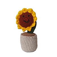 Handknitted Crochet Sunflower Pot