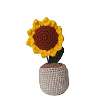 Handknitted Crochet Sunflower Pot