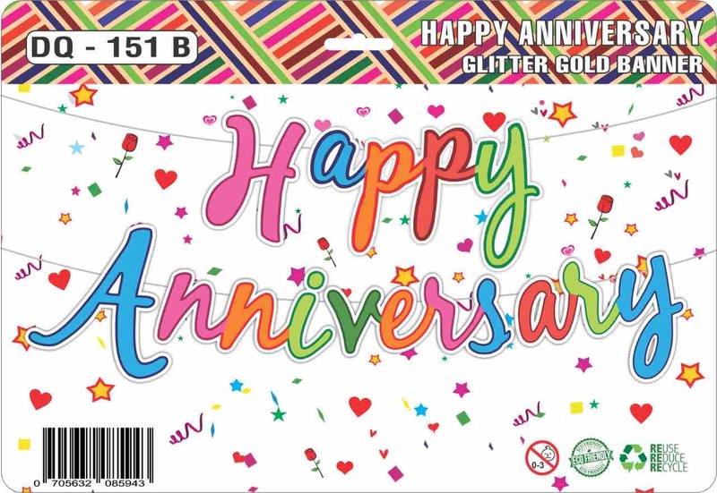 Happy Anniversary Gliter UV Banner | Pack of 1 Set
