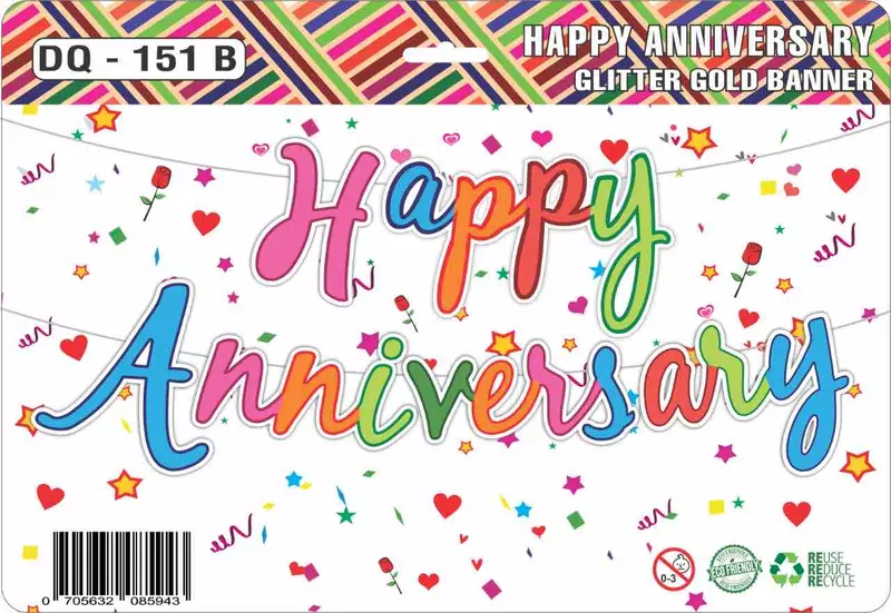 Happy Anniversary Gliter UV Banner | Pack of 1 Set