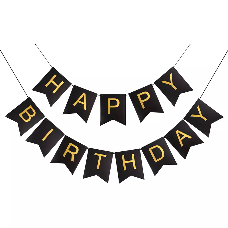 Happy Birthday Banner (Black) | Pack of 1 Set
