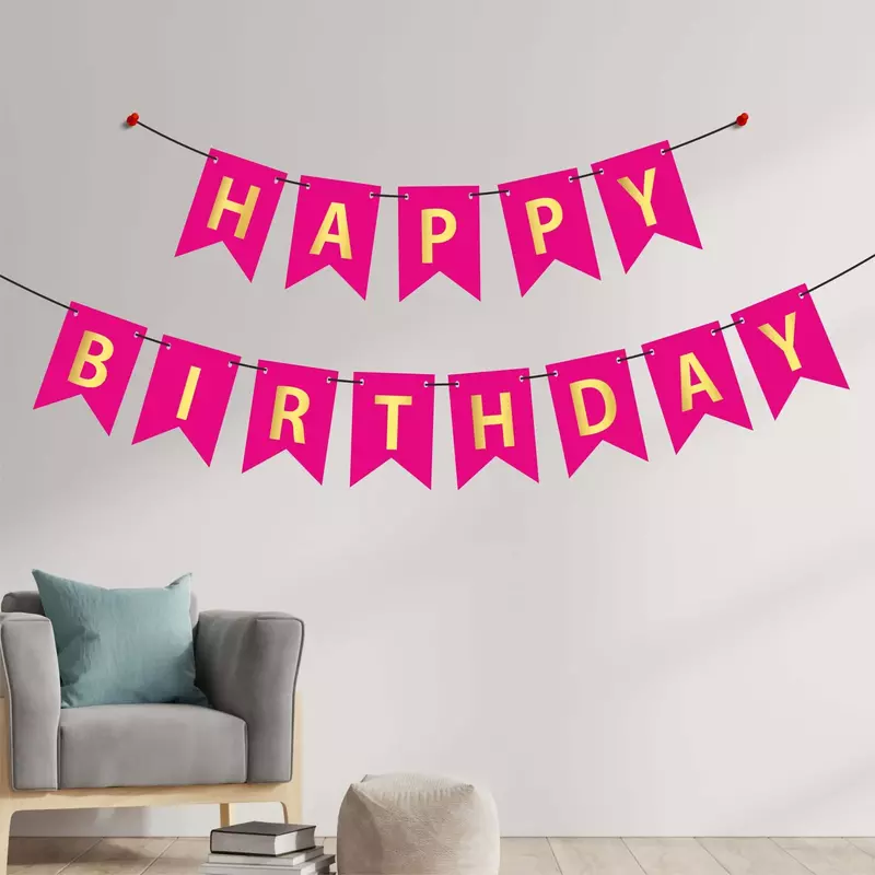 Happy Birthday Banner (Pink) | Pack of 1 Set