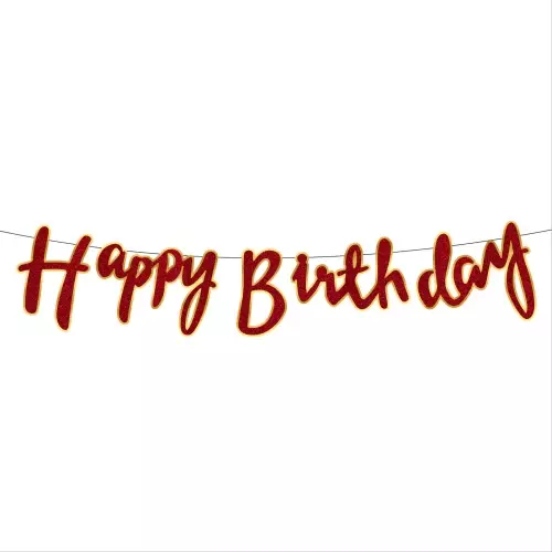 Happy Birthday Metallic banner Red