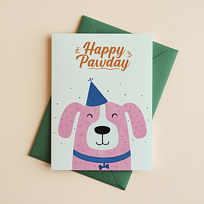 Happy Pawday Greeting Card I Cute Illustrated Birthday Card for Pet Lovers & Fur Babies