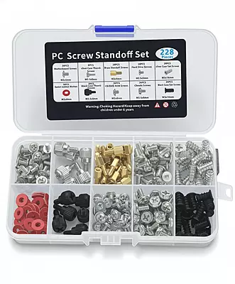 Hardware Screw Kit For PC Computer Screw, Standoffs, Screws for Hard Drive, Computer Case, Motherboard, Fan Power Graphics