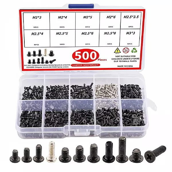 Laptop & Mobile Repairing Screw Kit – M2/M2.5/M3 Philips Round Head Screws for HP, Lenovo, Samsung, Dell Rust-Proof, Durable with Organizer Box