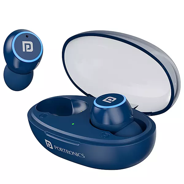 Portronics Twins S13 – TWS Earbuds, Deep Bass, Blue. Experience immersive sound with powerful bass, sleek design, and seamless connectivity. Perfect for music lovers on the go!