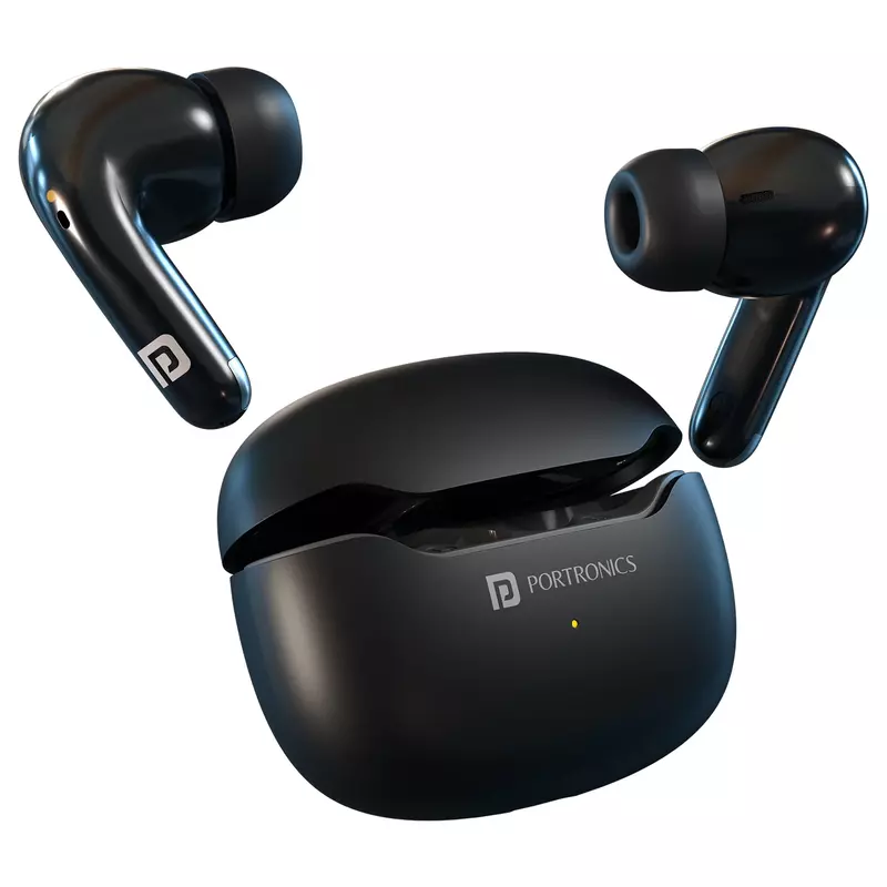 POR 1174 Harmonics Twins 33 TWS Earbuds – Bluetooth 5.3| Touch Control | Voice Assistant | Black