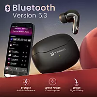 POR 1174 Harmonics Twins 33 TWS Earbuds – Bluetooth 5.3| Touch Control | Voice Assistant | Black