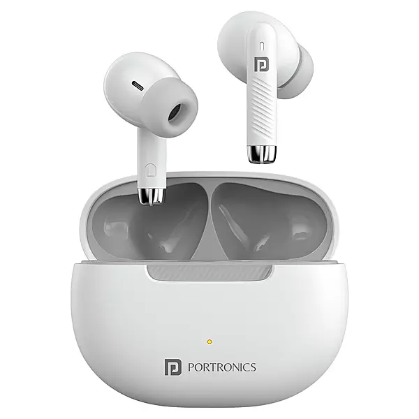 POR 2899 Harmonics Twins 32 TWS Earbuds – Bluetooth 5.4  In-Ear Design  Bass  30H Playtime  White
