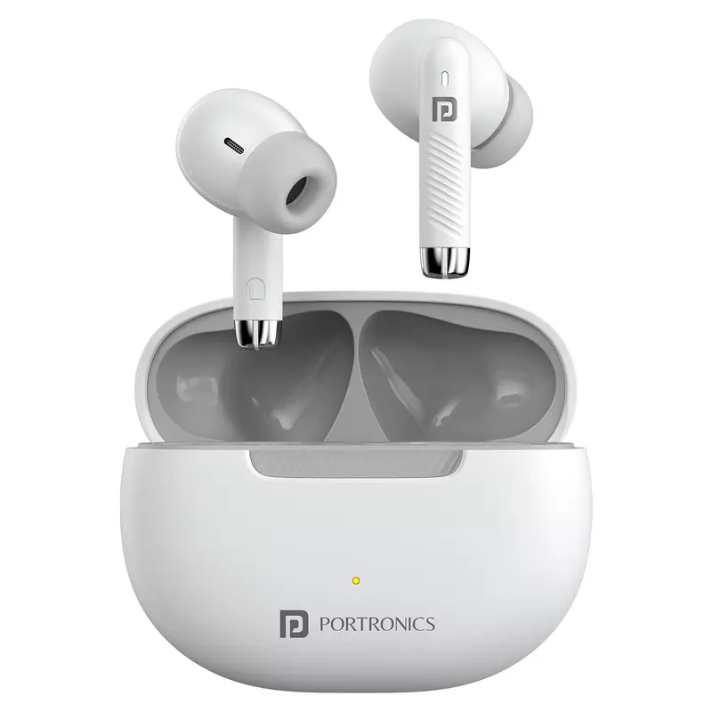 POR 2899 Harmonics Twins 32 TWS Earbuds – Bluetooth 5.4  In-Ear Design  Bass  30H Playtime  White