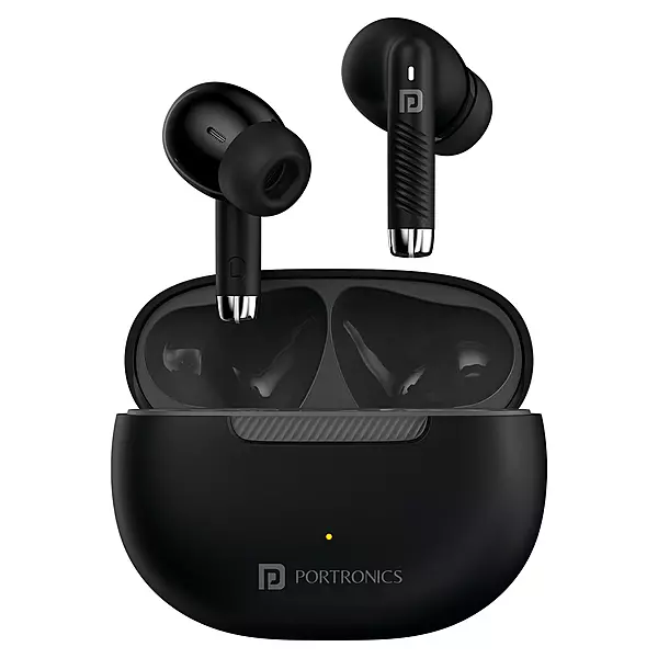 POR 2898 Harmonics Twins 32 TWS Earbuds – Bluetooth 5.4  In-Ear Design  Bass  30H Playtime  Black