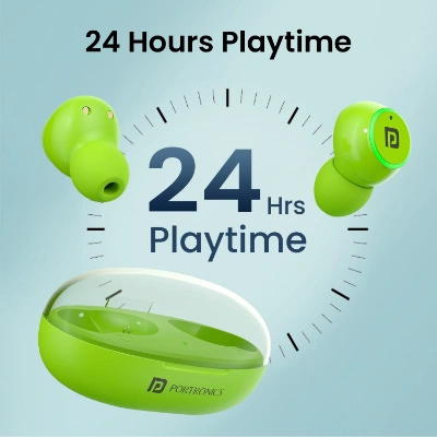 Portronics Harmonics Twins S13 in Ear True Wireless Earbuds with Mic, 24H Playtime, Game/Music Mode, Touch Control, 8mm Driver, Bluetooth 5.3v,IPX5 Water Resistance, Type C Fast Charging Portronics Harmonics Twins S13 in Ear True Wireless Earbuds with Mic, 24H Playtime, Game/Music Mode, Touch Control, 8mm Driver, Bluetooth 5.3v,IPX5 Water Resistance, Type C Fast Charging