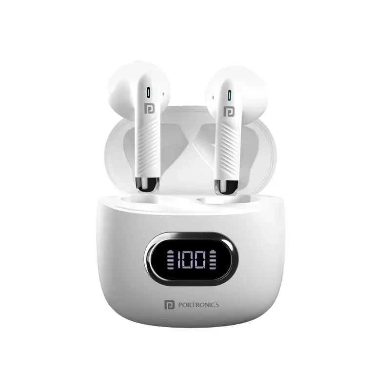 Portronics POR 1981 Harmonics Twins S9 TWS Earbuds – Bluetooth 5.3 | LCD Display | 30hrs Playtime