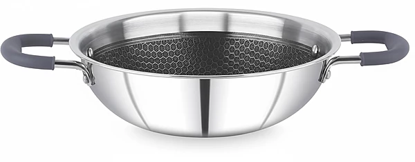 Granny Kitchen Triply Stainless Steel Honeycomb Non-Stick Kadai | Induction & Gas Compatible