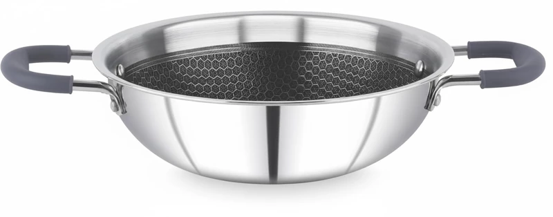 Granny Kitchen Triply Stainless Steel Honeycomb Non-Stick Kadai | Induction & Gas Compatible