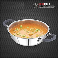 Granny Kitchen Triply Stainless Steel Honeycomb Non-Stick Kadai | Induction & Gas Compatible