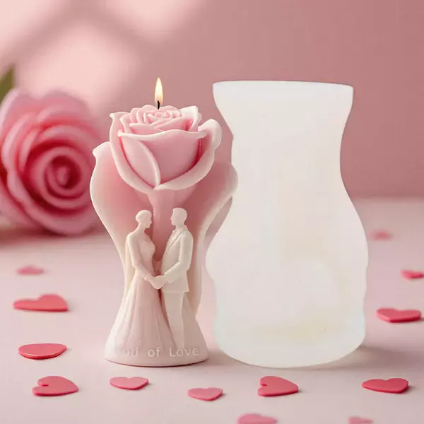Silicon Mold Candle Wedding Couple Rose