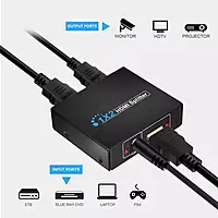 HDMI Splitter Audio Video Distributor Box Support 3D & 4K x 2K Compatible for HDTV, STB, DVD, PS3, Projector HDMI Splitter Audio Video Distributor Box Support 3D & 4K x 2K Compatible for HDTV, STB, DVD, PS3, Projector