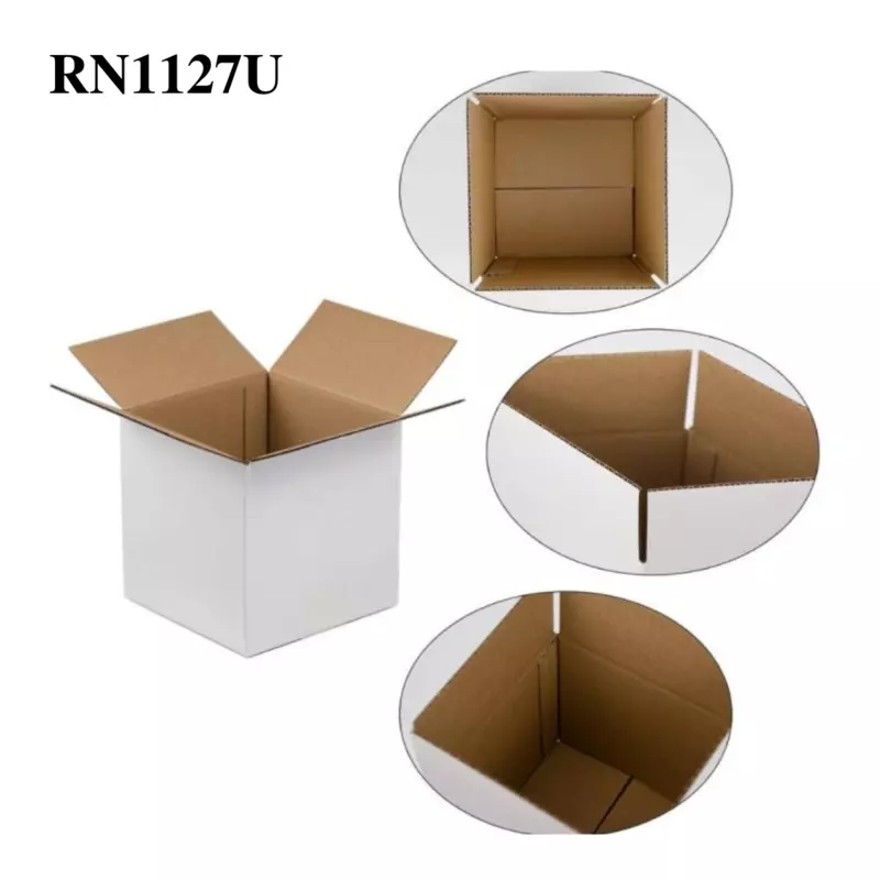 RN1127U - BSLTT Corrugated Box - 3 Ply - Strong - 12X8. 5X10.2 cm / 4.7X3.3X4 inch - OD - Top White