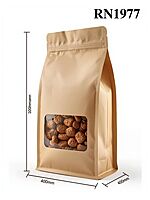 RN1977 - Kraft Standy Pouch with Window - 2000 Grams - 300X400 mm