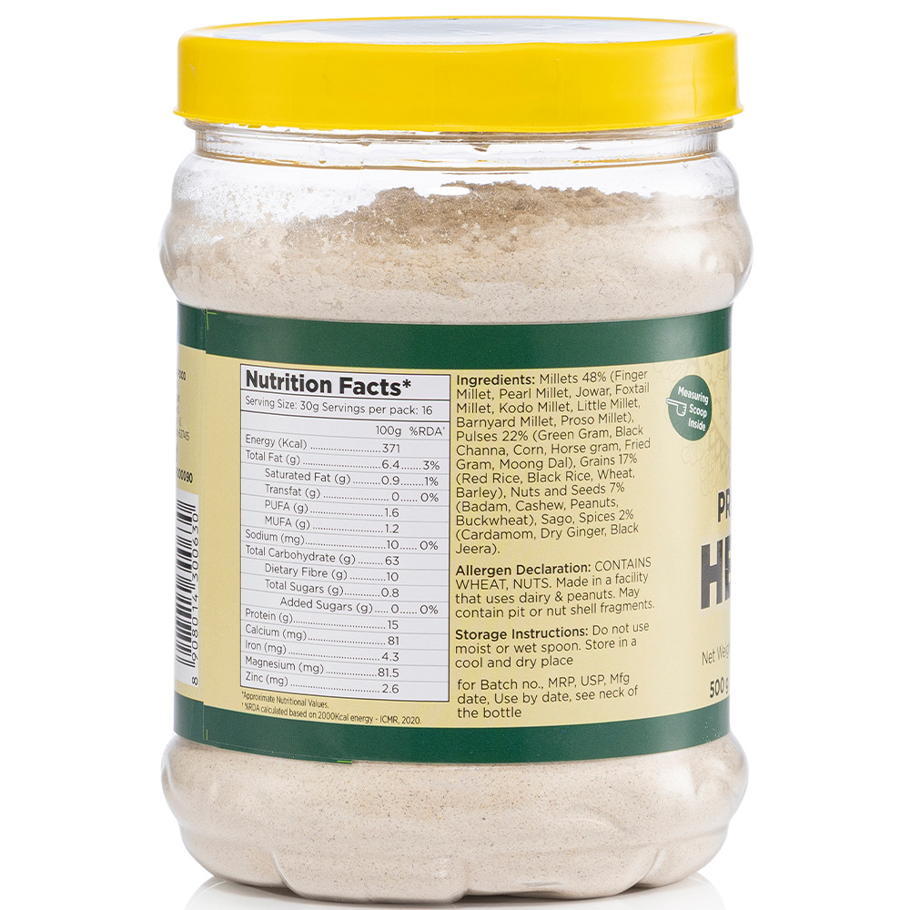 SIRIMIRI Premium Sprouted Health Mix Classic jar 500g - Nutrition Facts