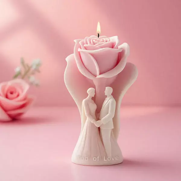Silicon Mold Candle Wedding Couple Rose