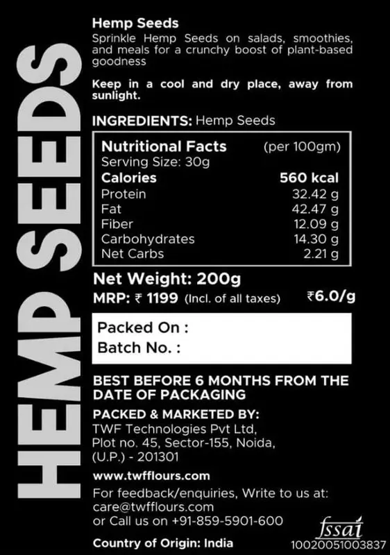 Hemp Seeds 100 Gms- TWF