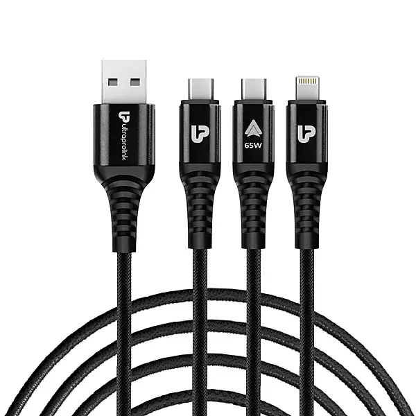 UltraProlink UL1236BLK-0150 - TrioLink 65 3 in 1 Cable with Car Play 65W, 1.5M