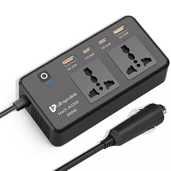 UltraProlink UM1223 - 6 in 1 Car Inverter with USB DC 12V to AC 200W