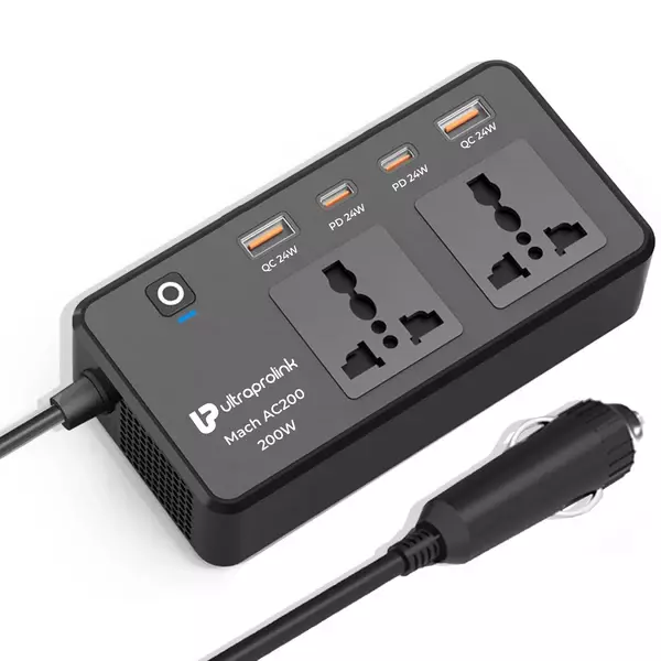 UltraProlink UM1223 - 6 in 1 Car Inverter with USB DC 12V to AC 200W