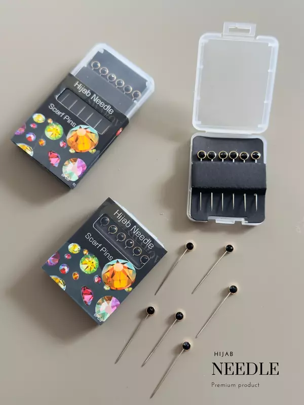 Premium Crystal Black Stone Hijab Pins