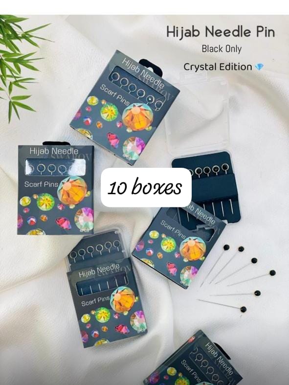 Premium Crystal Black Stone Hijab Pins