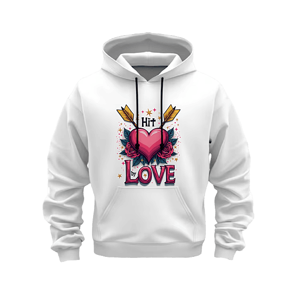 Hit by Love Couple Hoodie – White