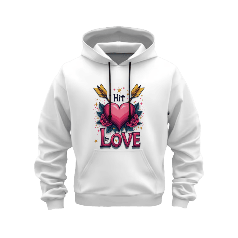 Hit by Love Couple Hoodie – White