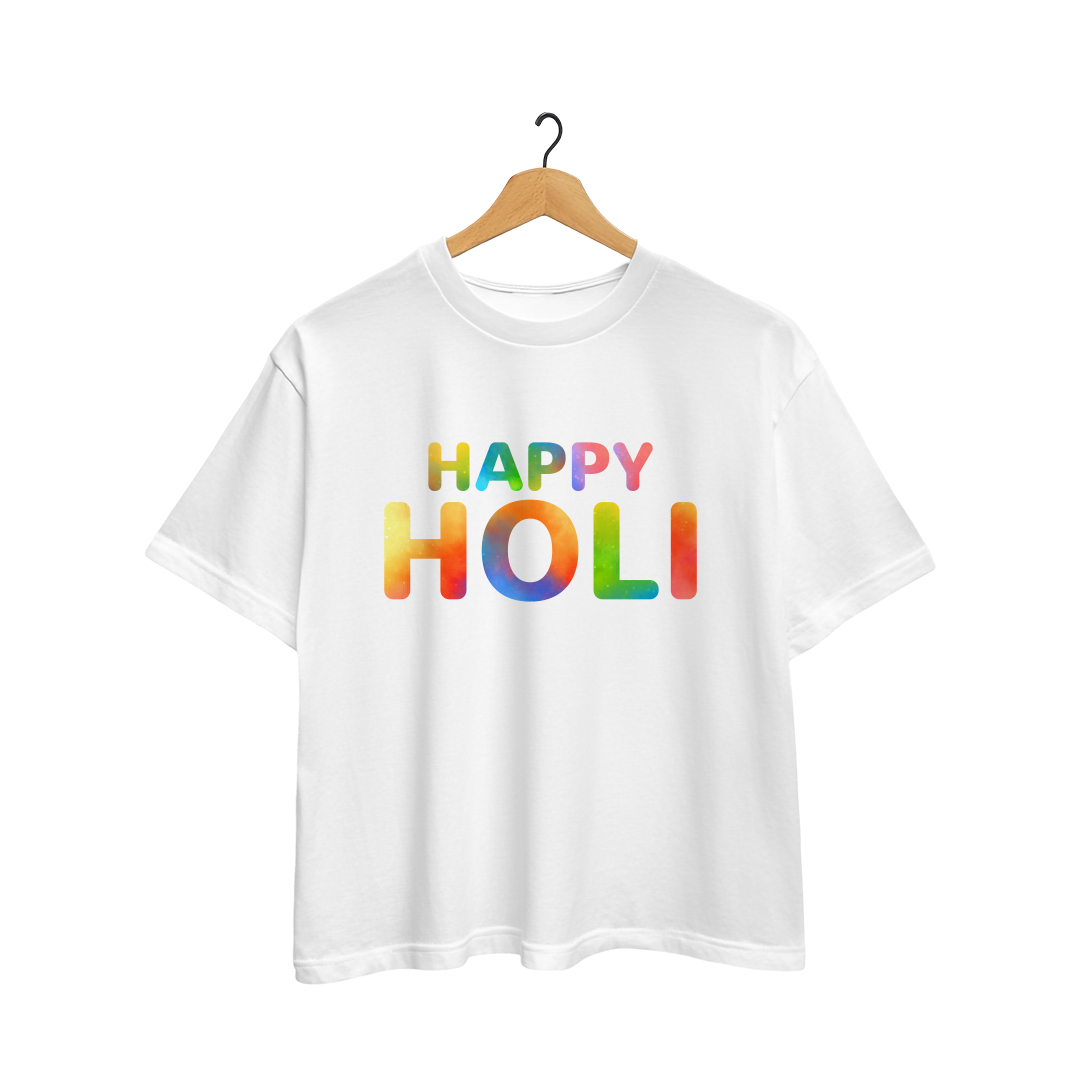 Holi T-Shirt Slub 180 GSM – White | Happy Holi Print | Shop Now