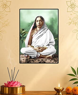 [WL] Holy Mother Sri Sarada Devi - Studio Portrait with Lily Plant