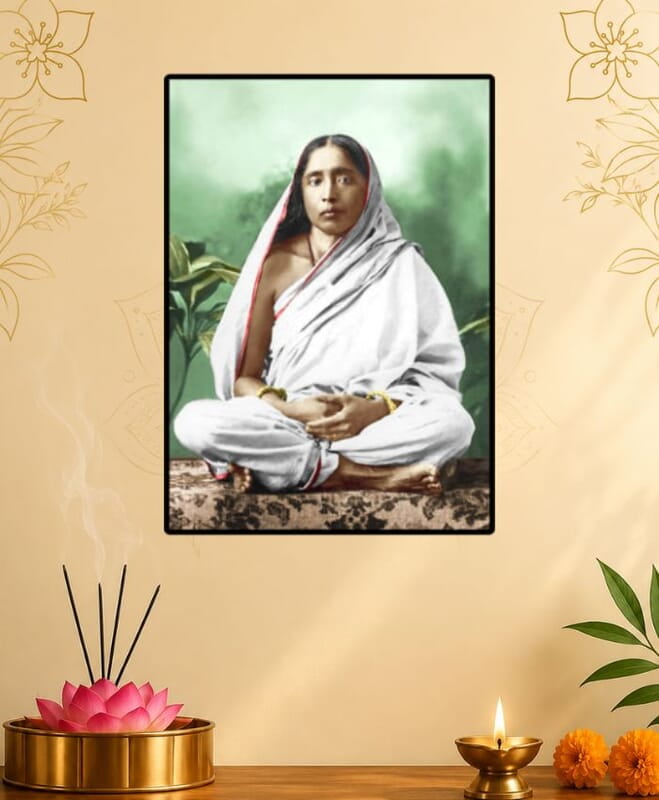 [WL] Holy Mother Sri Sarada Devi - Studio Portrait with Lily Plant