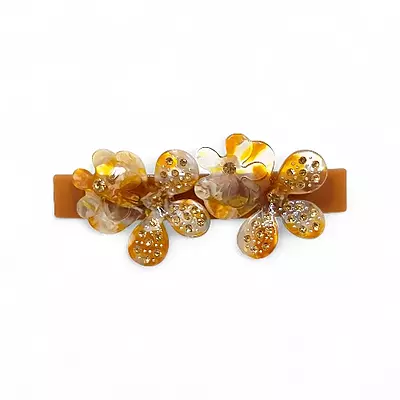 Elegant Honey Amber Floral Hair Barrette Clip