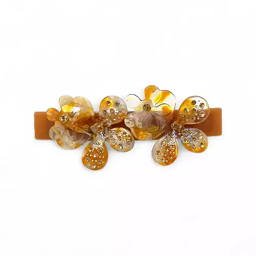 Elegant Honey Amber Floral Hair Barrette Clip
