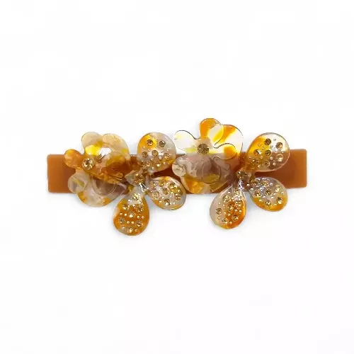 Elegant Honey Amber Floral Hair Barrette Clip