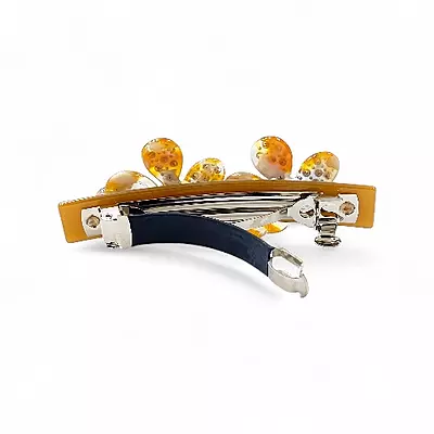 Elegant Honey Amber Floral Hair Barrette Clip