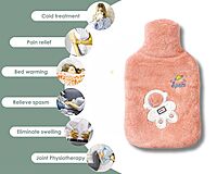 2L Hot Water Bottle with Plush Cover – Leak-Proof Heat Bag for Pain Relief (2000ml)