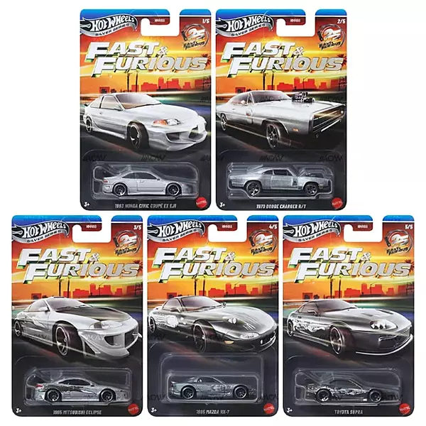 Hot Wheels Silver Series- Fast and Furious Set of 5