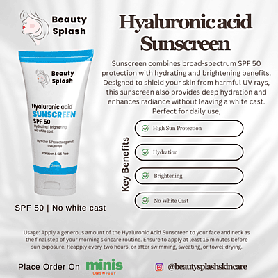 Glow & Protect: Hyaluronic Acid Sunscreen SPF 50 for Hydration & Brightening