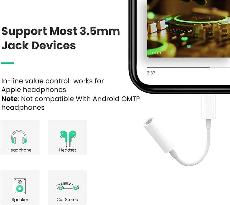 Type-C & Lightning to 3.5mm Jack Audio Adapter – Headphone Connector Cable for iPhone, Android, and USB-C Devices Type-C & Lightning to 3.5mm Jack Audio Adapter – Headphone Connector Cable for iPhone, Android, and USB-C Devices