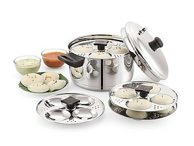 Sonu Stainless Steel Idly Cooker with Micro Holes, Triply Base, Induction Compatible