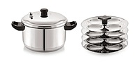 Sonu Stainless Steel Idly Cooker with Micro Holes, Triply Base, Induction Compatible